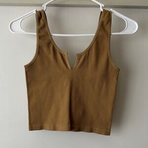 Brown Ribbed Tank Top